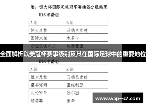 全面解析以美冠杯赛事级别及其在国际足球中的重要地位 全面解析以美冠杯赛事级别及其在国际足球中的重要地位